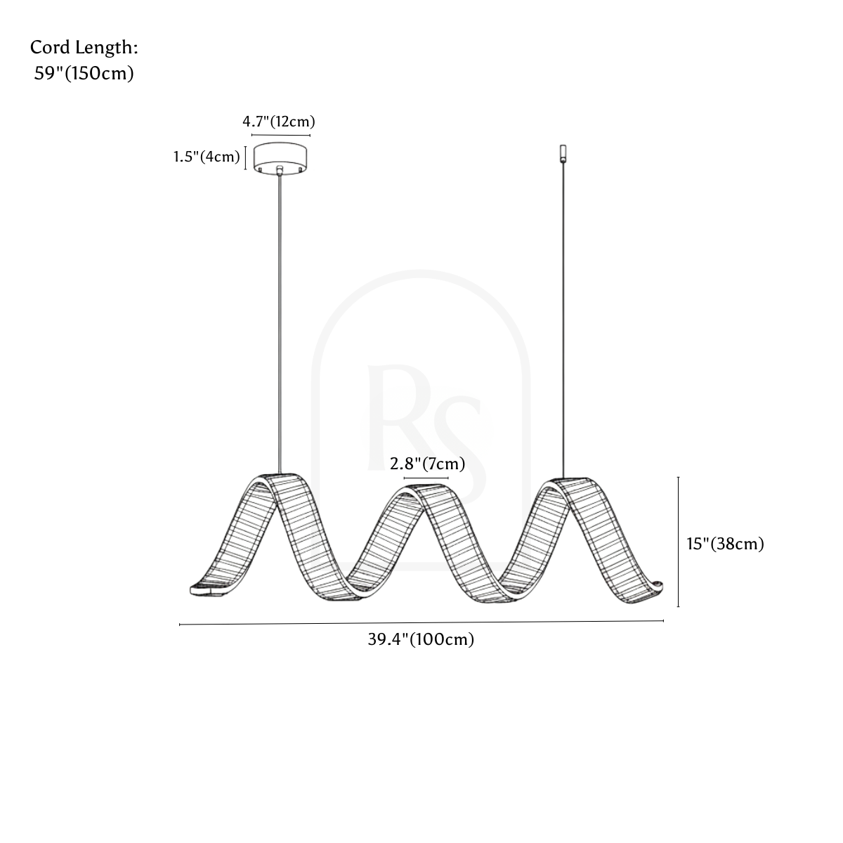 Aurora Chandelier line drawing 1