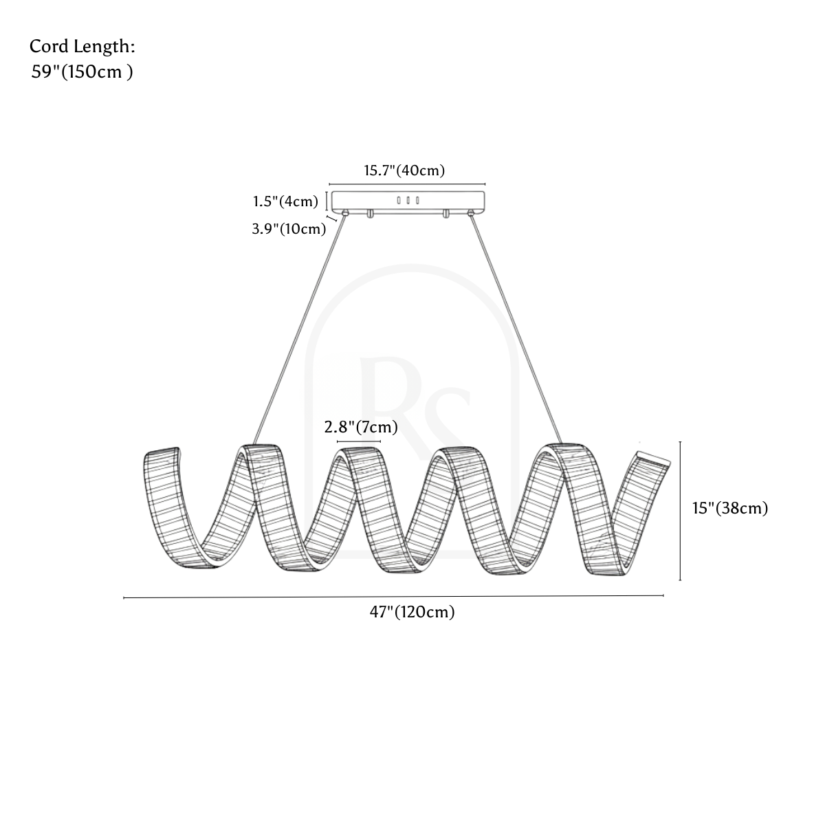 Aurora Chandelier line drawing 2