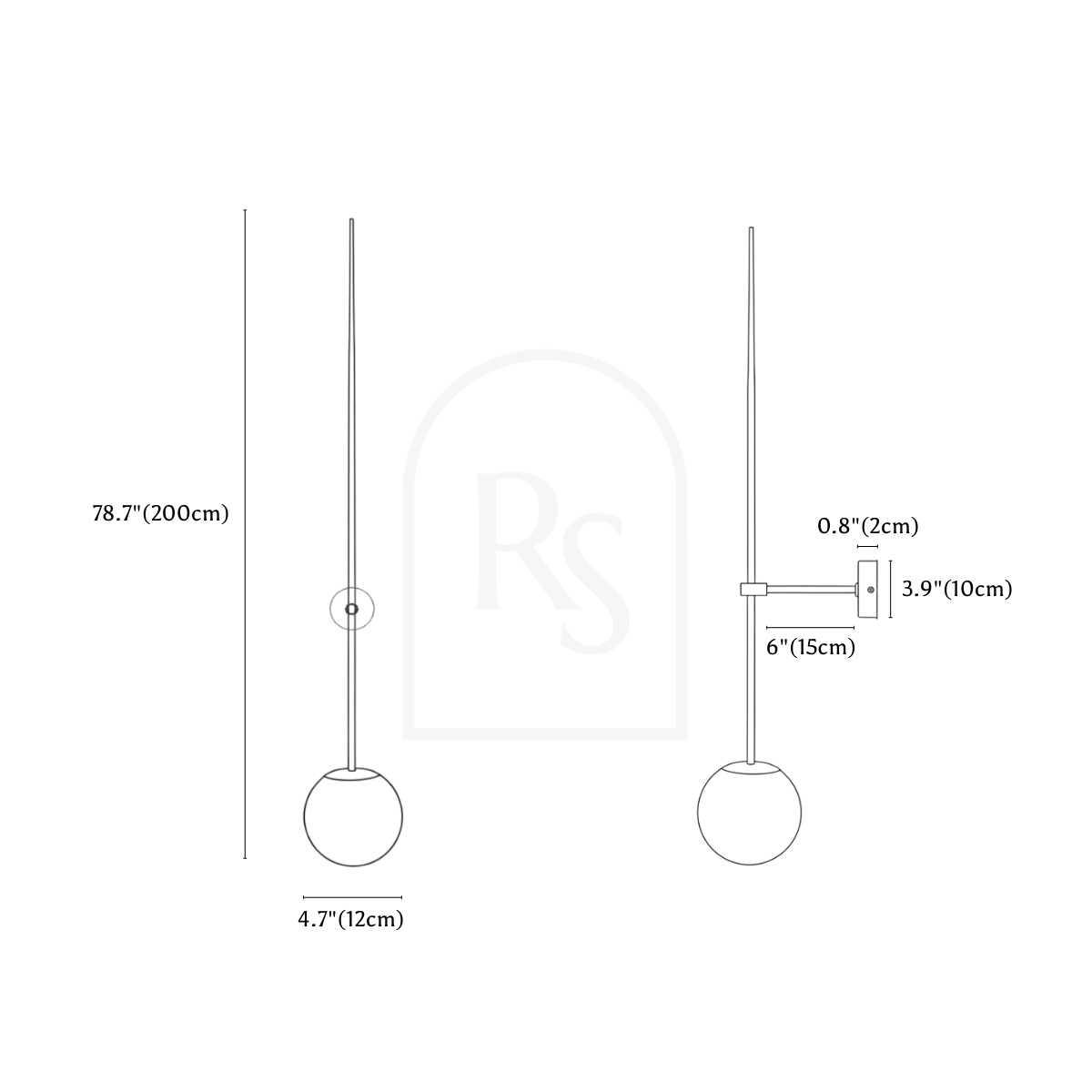 Pensile Wall Lamp line drawing 5