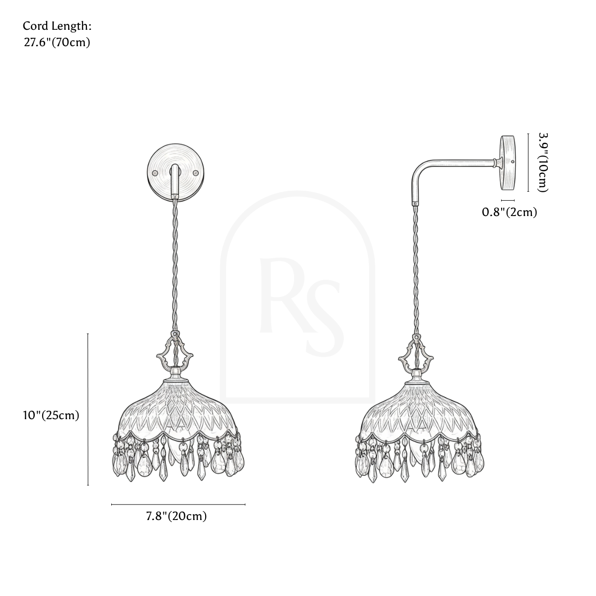 Alshamal Glass Wall Light line drawing 2
