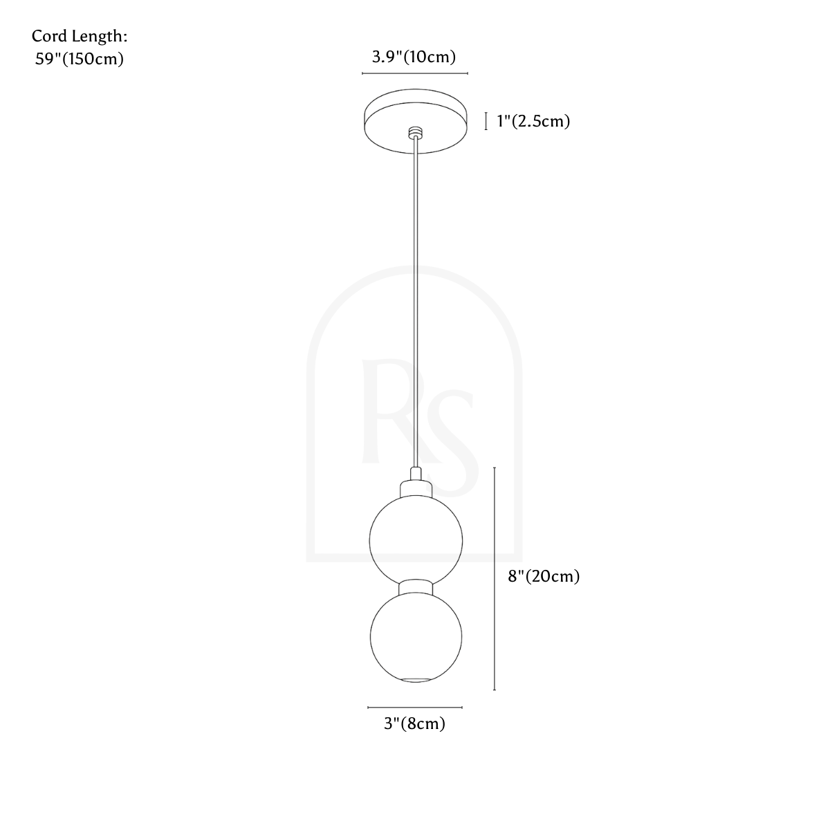 Petruf Pendant Light line drawing 1