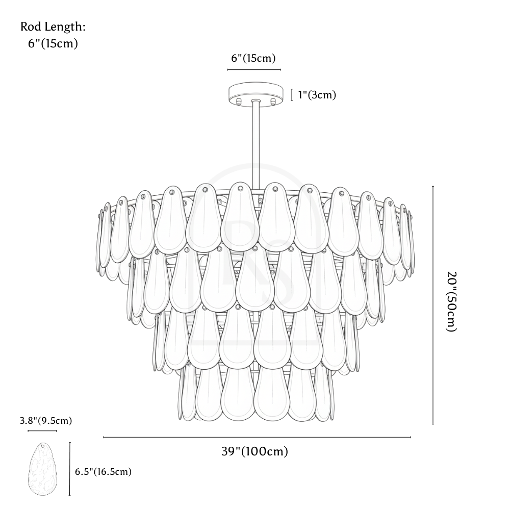 Yagla Chandelier line drawing 3