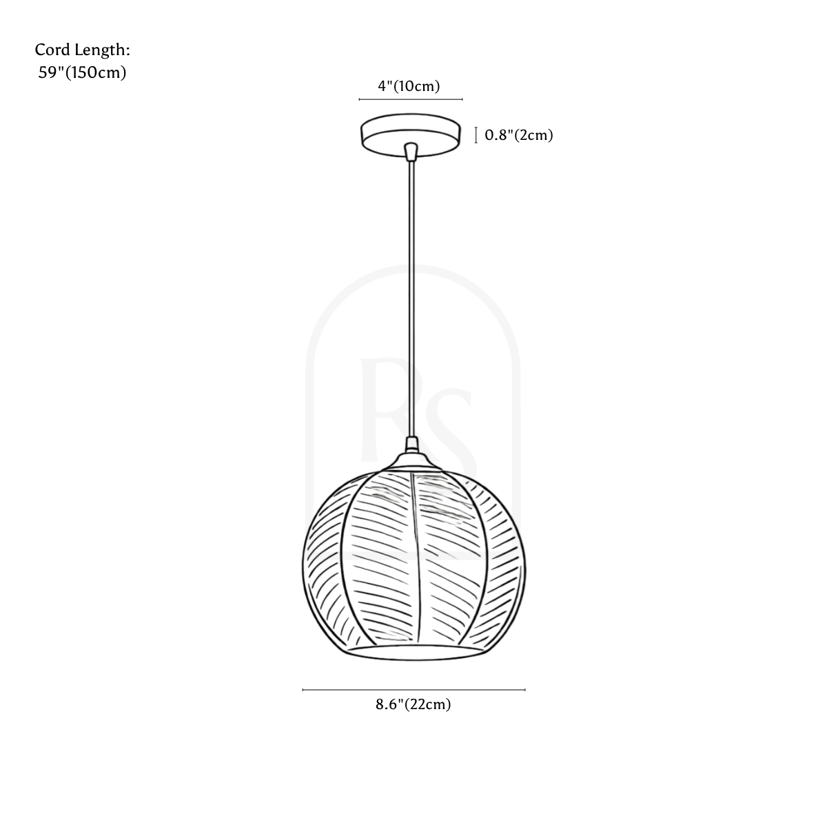 Lámpara colgante Aalin line drawing 3