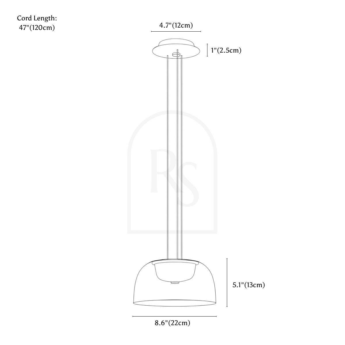 Omnira Pendant Light line drawing 2
