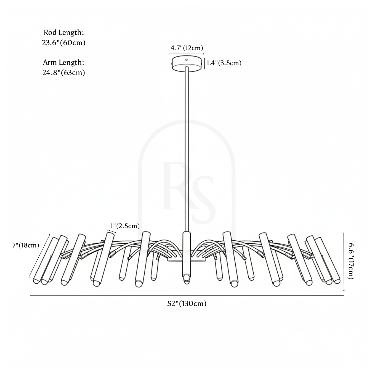 Funale Chandelier line drawing 4