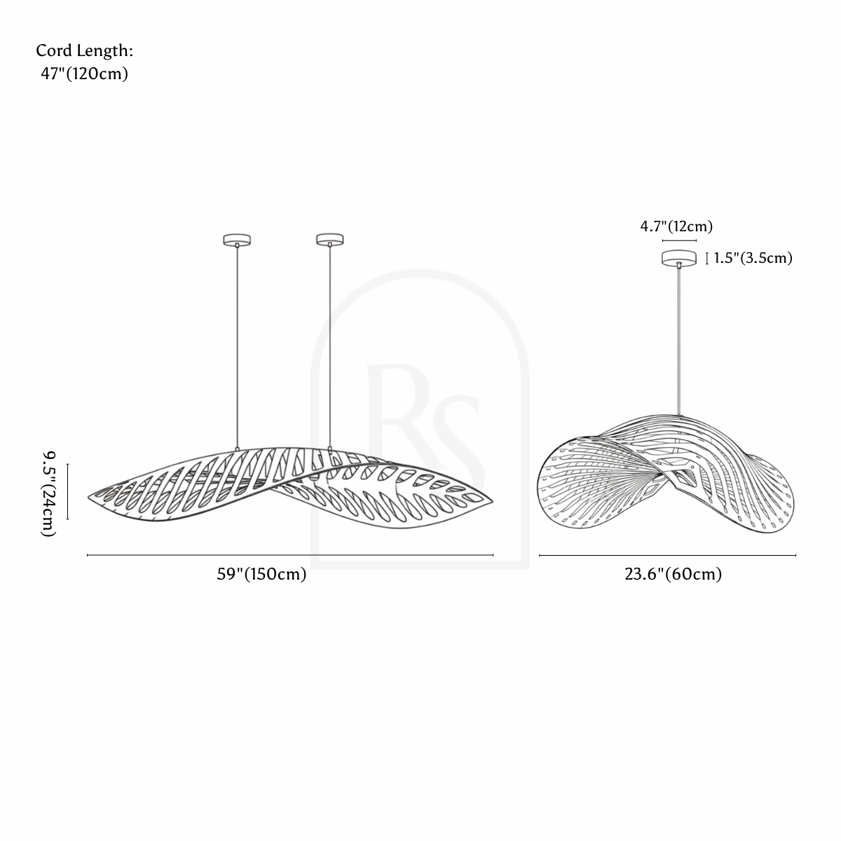 Arev Pendant Light line drawing 2