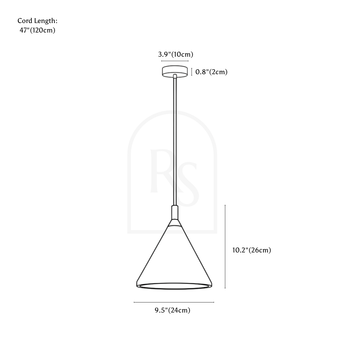 Hlyna Pendant Light line drawing 2