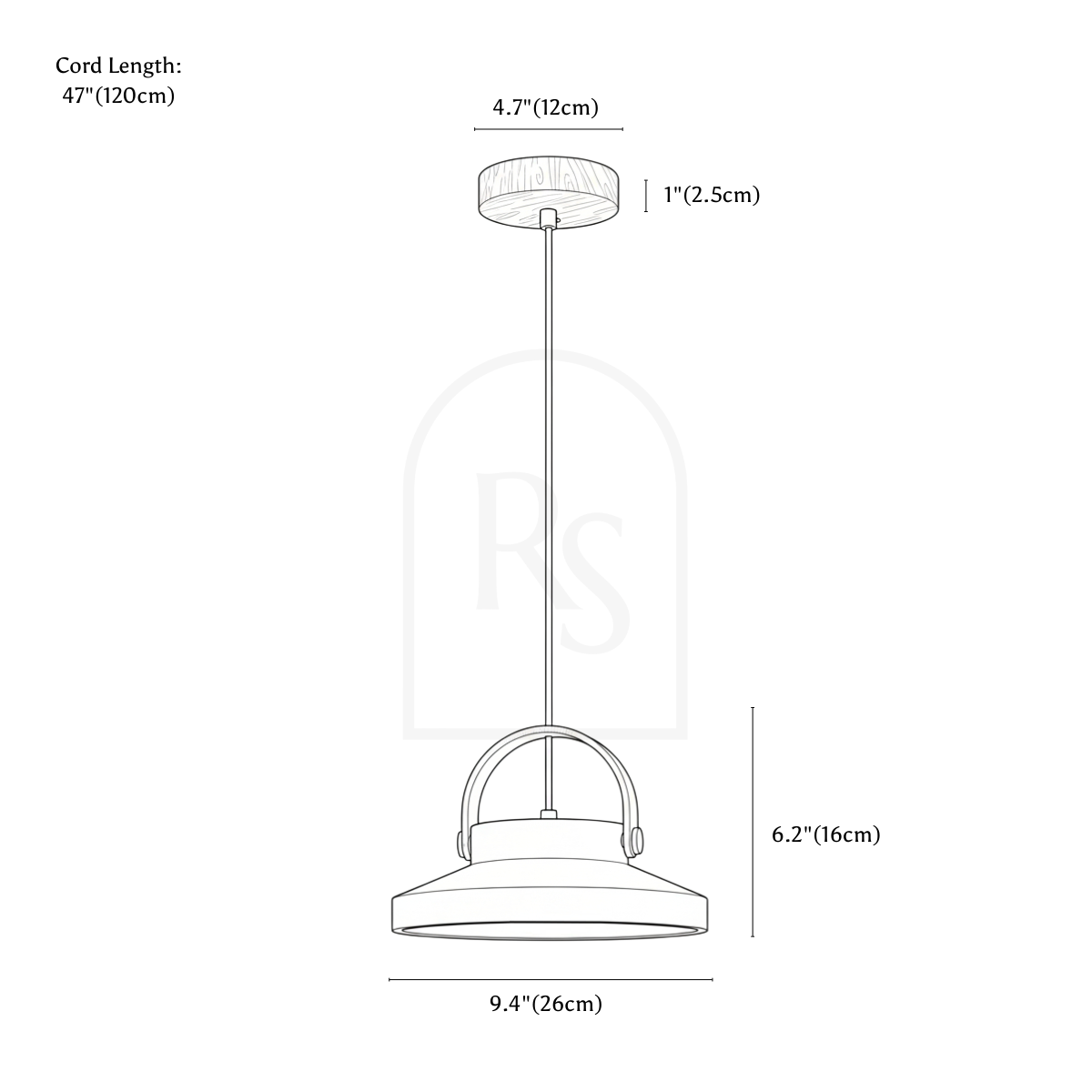 Enara Pendant Light line drawing 1
