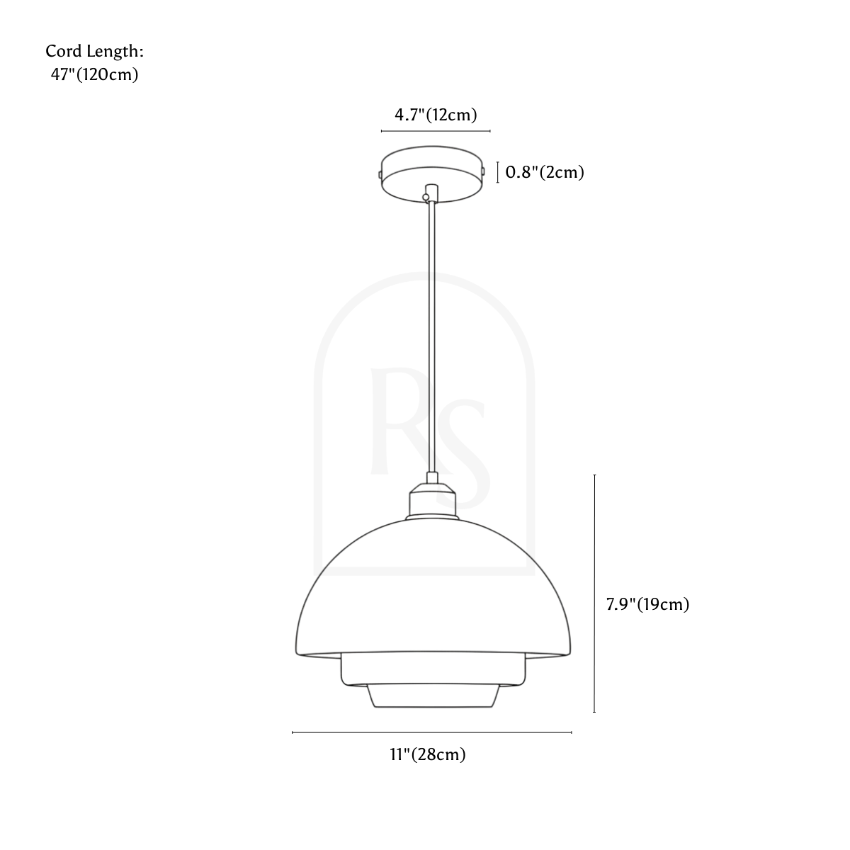 Niall Pendant Light line drawing 1