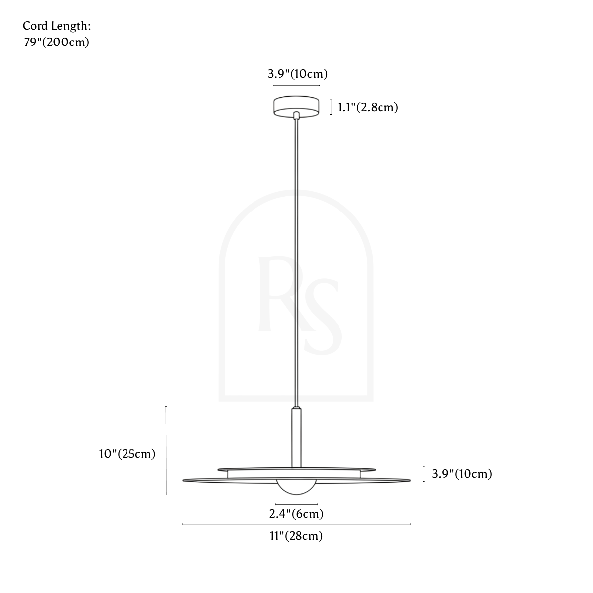 Brisva Pendant Light line drawing 1