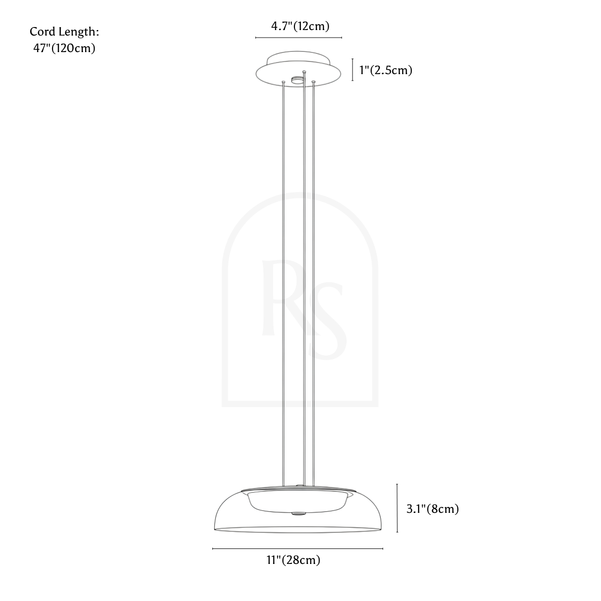 Omnira Pendant Light line drawing 3