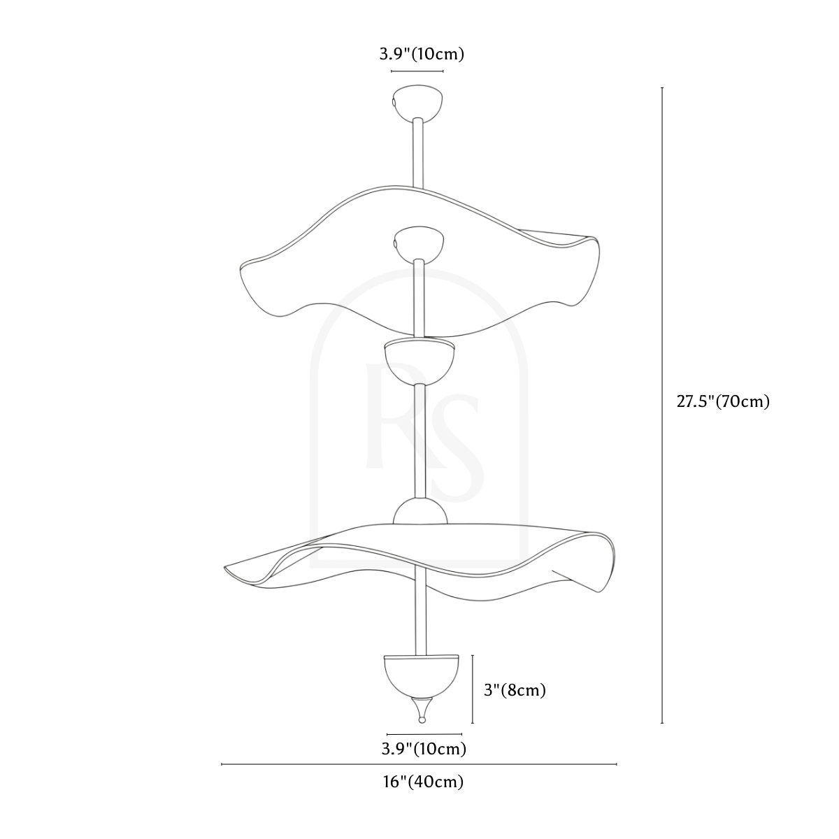 Gild Pendant Light line drawing 3
