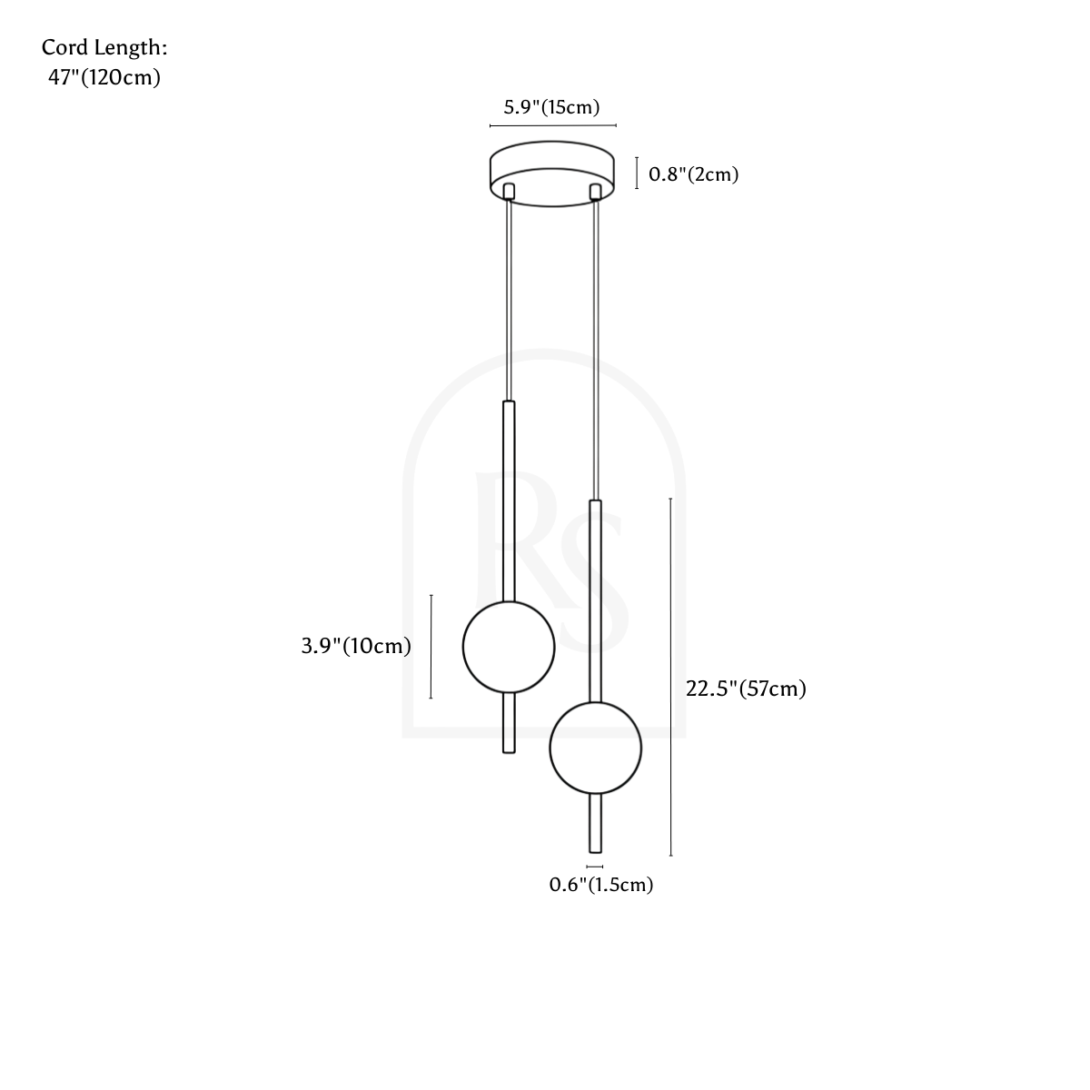 Afzal Pendant Light line drawing 3
