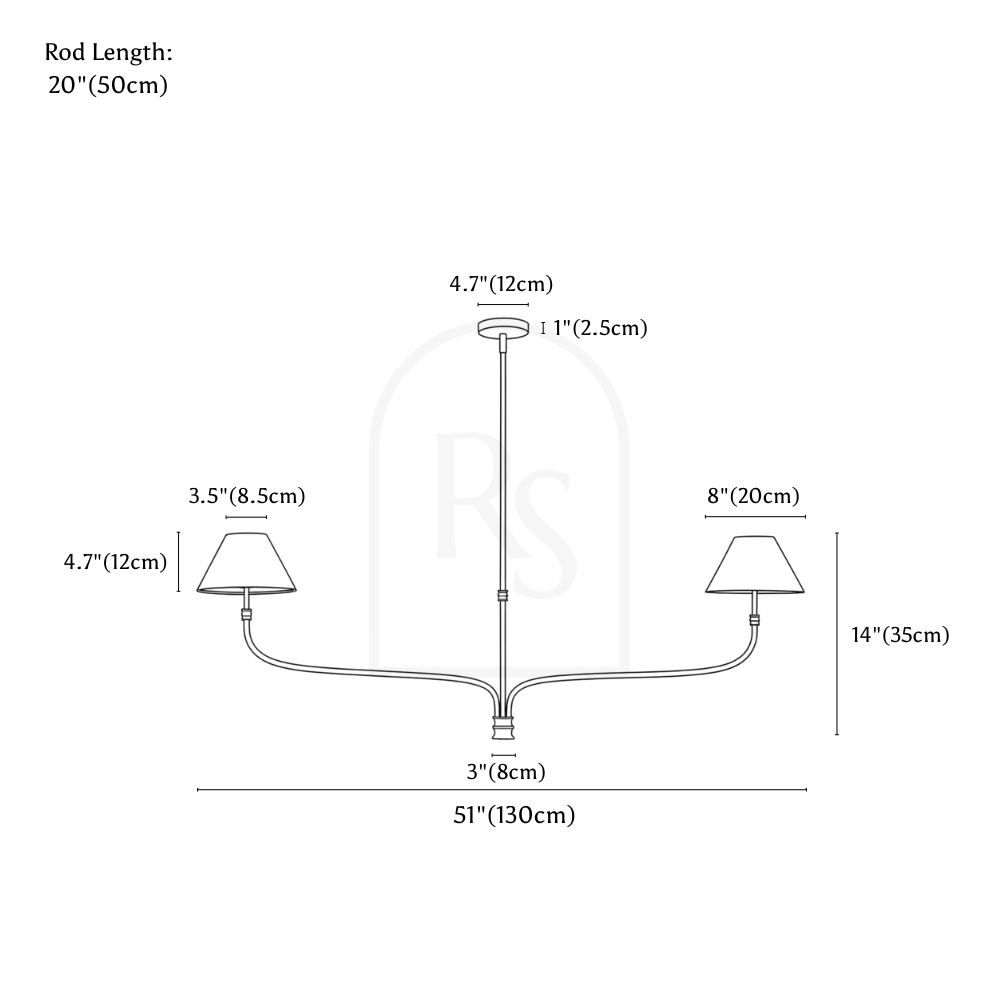 Lita Chandelier line drawing 1