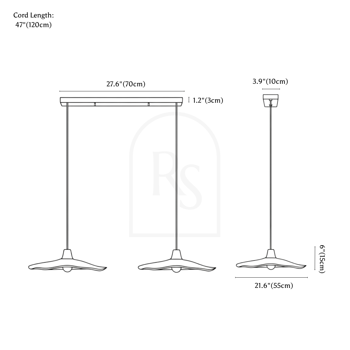 Siraj Pendant Light line drawing 2