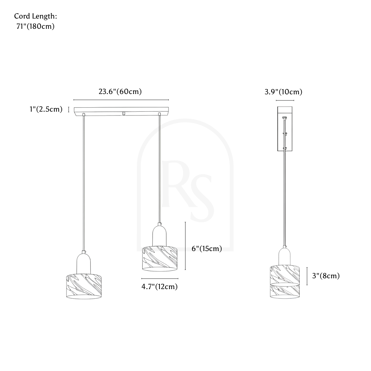 Krevon Pendant Light line drawing 2