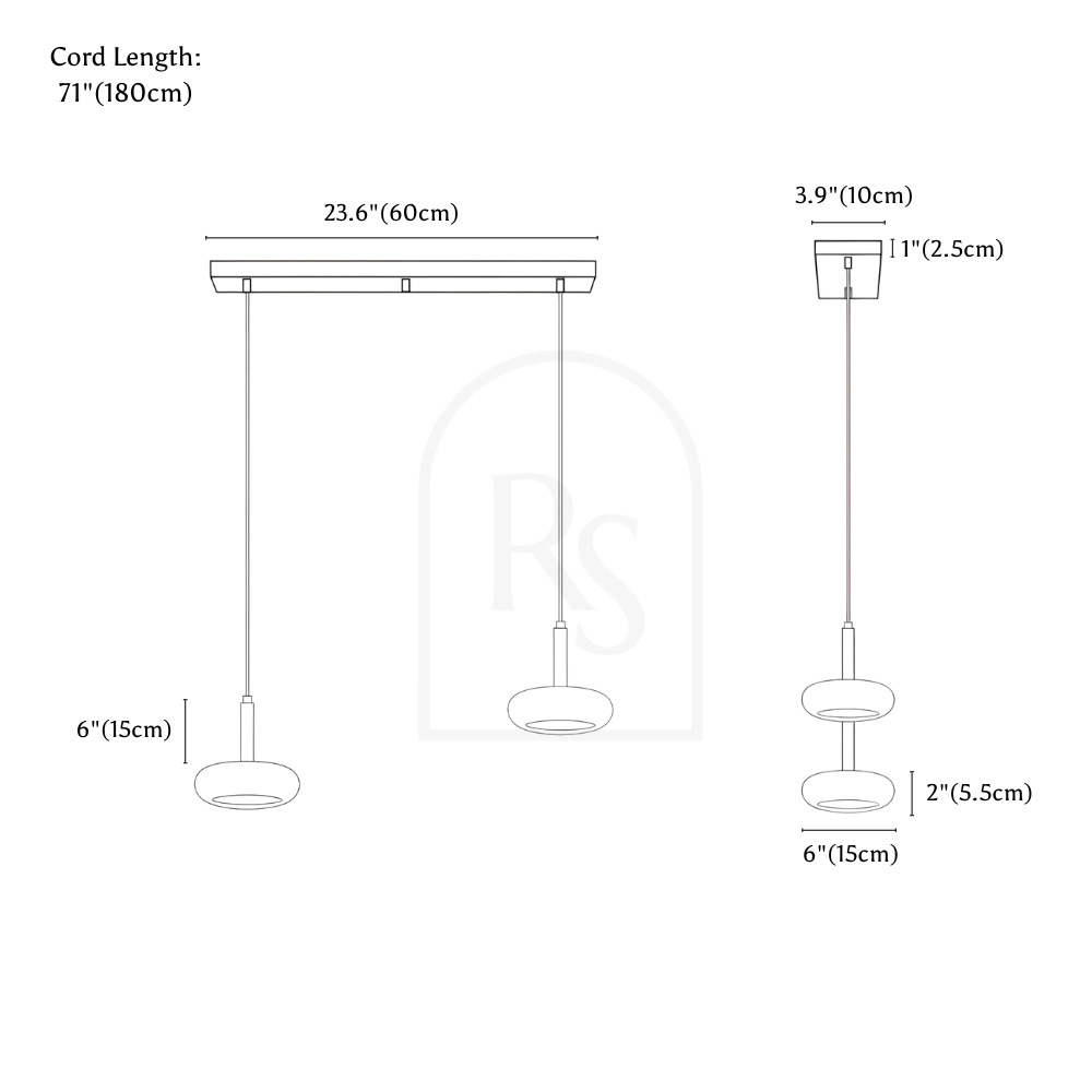 Xovira Pendant Light line drawing 2