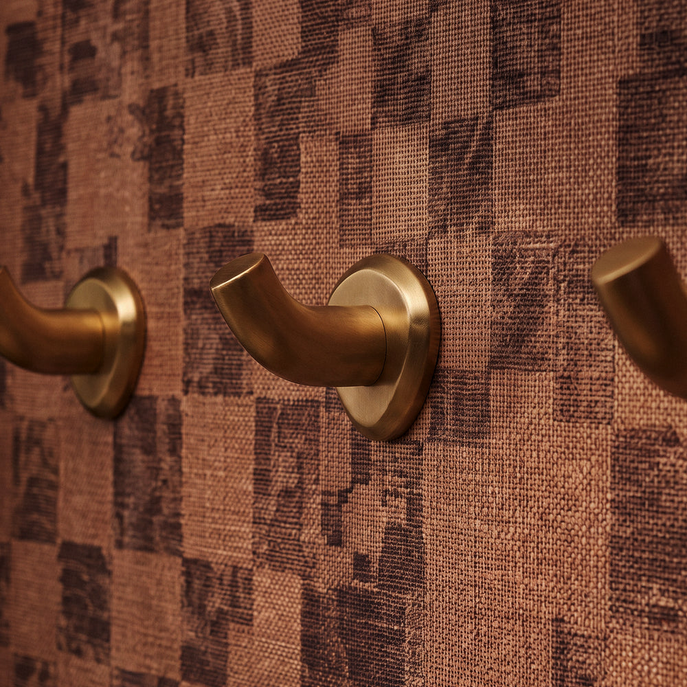 Enzo Wall Hook in Satin Brass, close-up detail