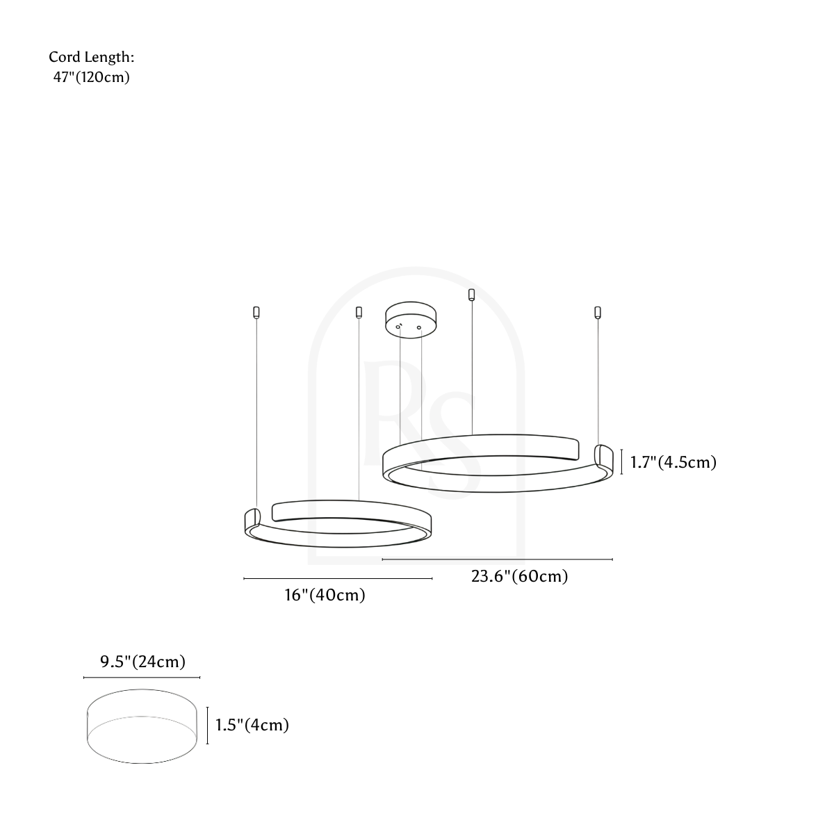 Halo Chandelier line drawing 4