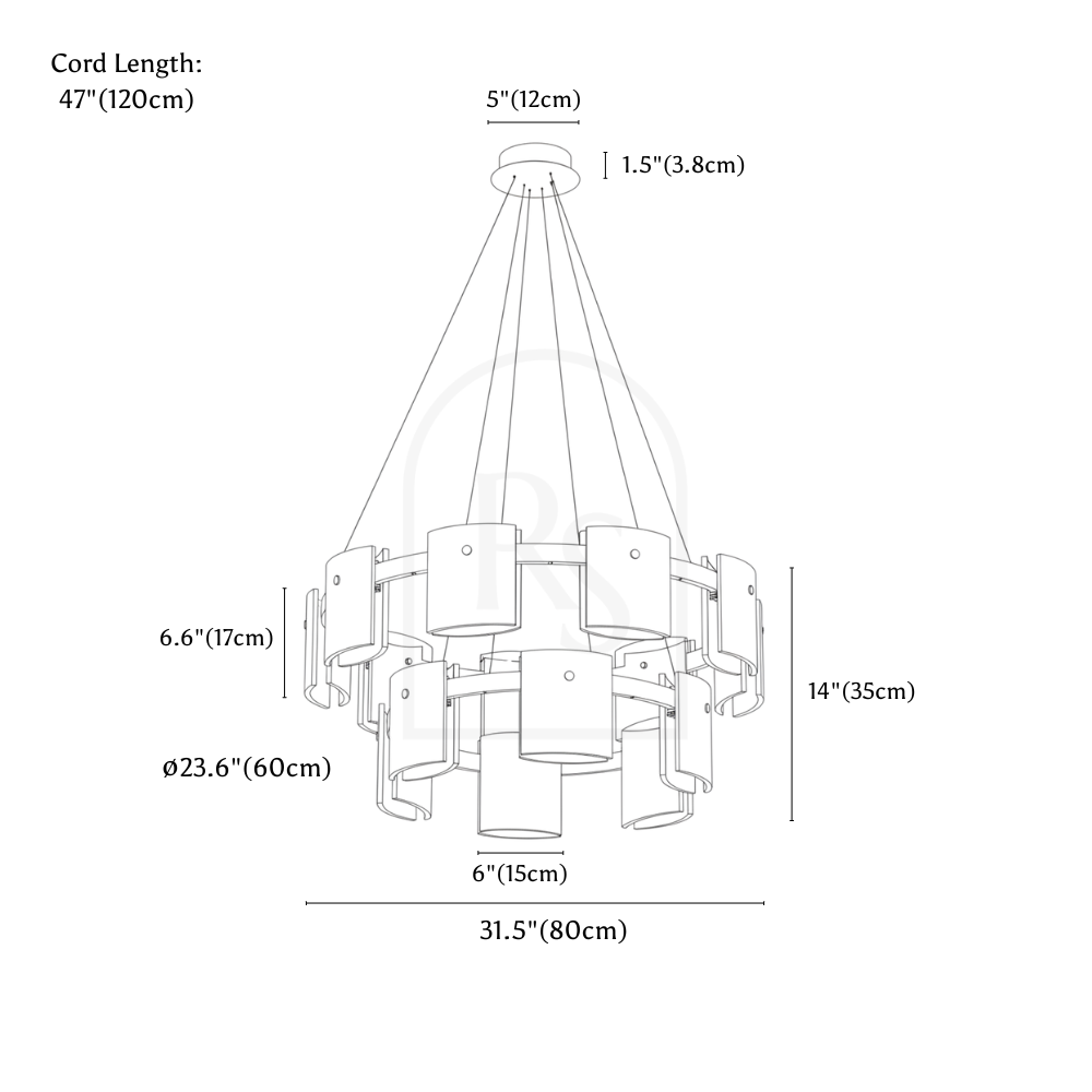 Strass Chandelier line drawing 3