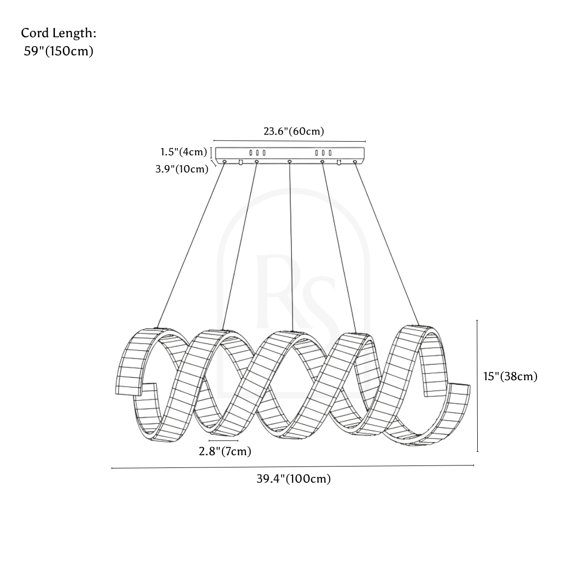 Aurora Chandelier line drawing 4