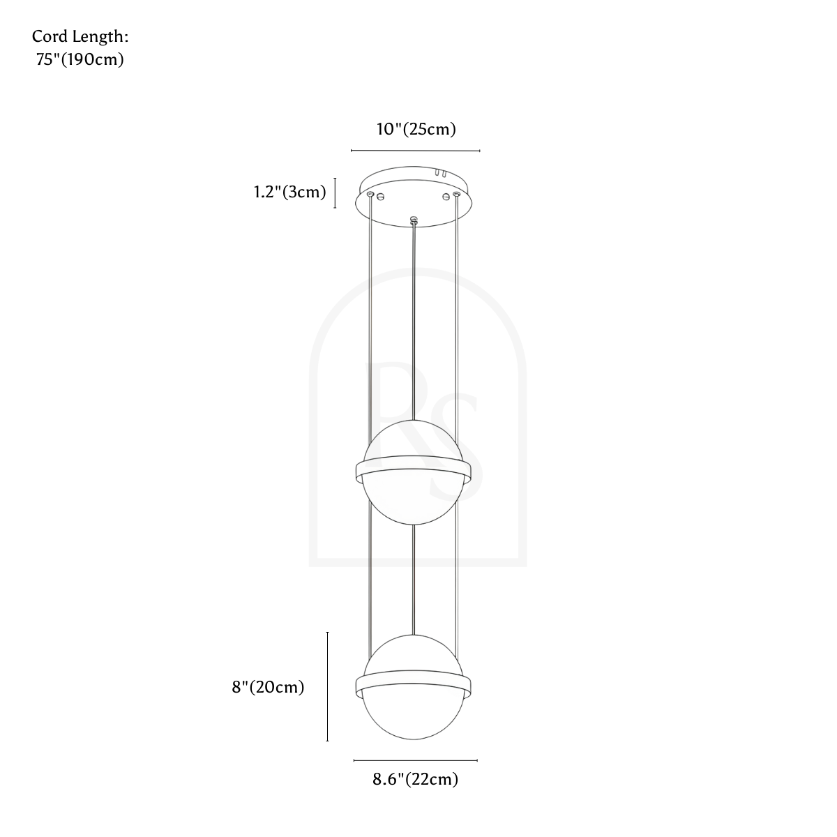 Ratina Pendant Light line drawing 2
