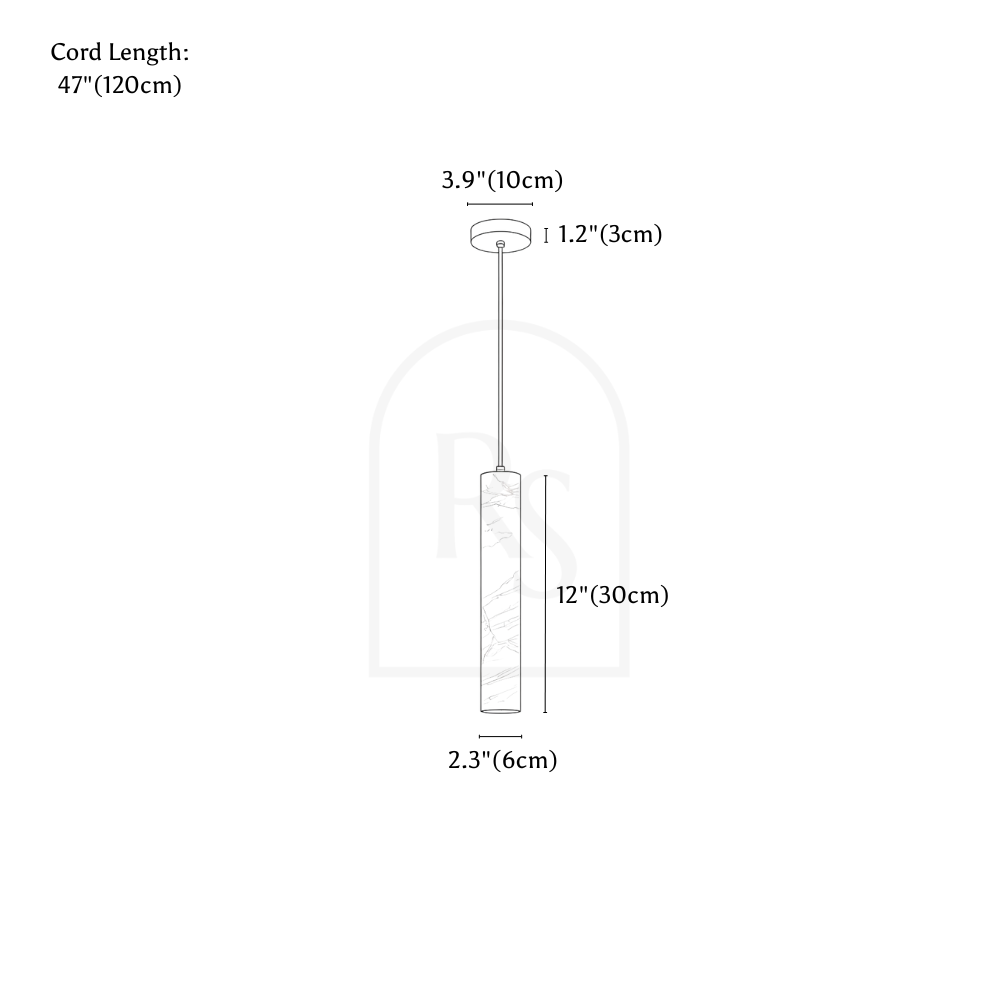 Sten Alabaster Pendant Light line drawing 1