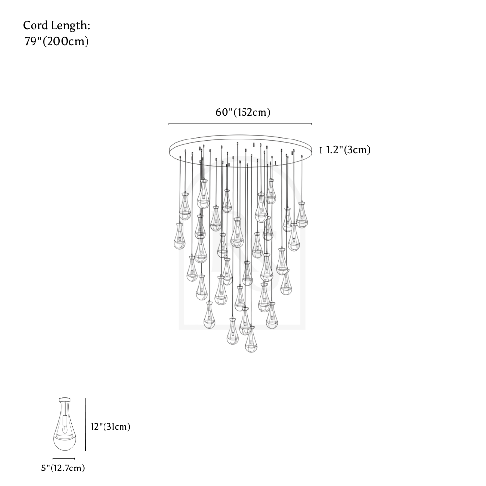 Pulcher Glass Tears Chandelier line drawing 4