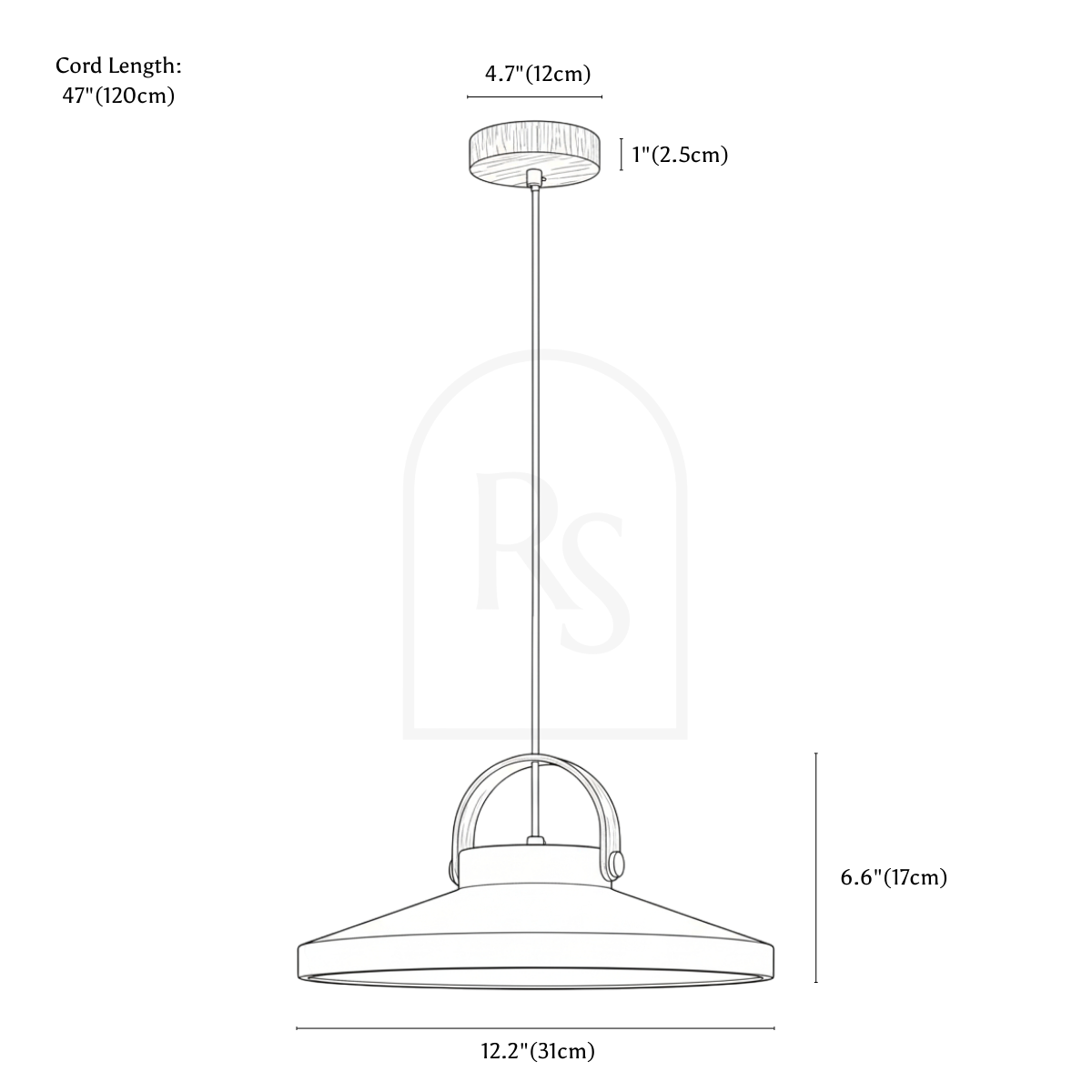 Enara Pendant Light line drawing 2