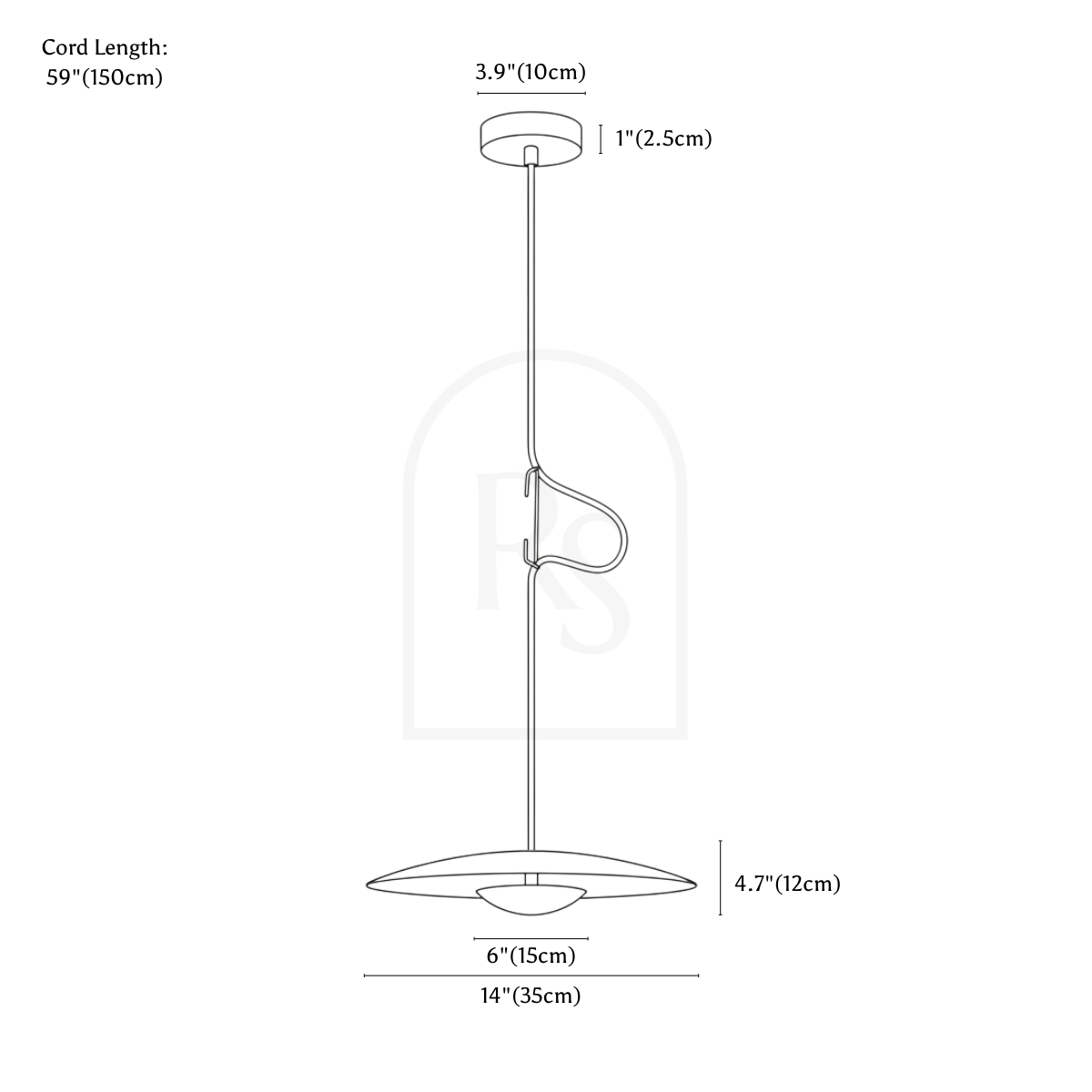 Hecate Pendant Light line drawing 1