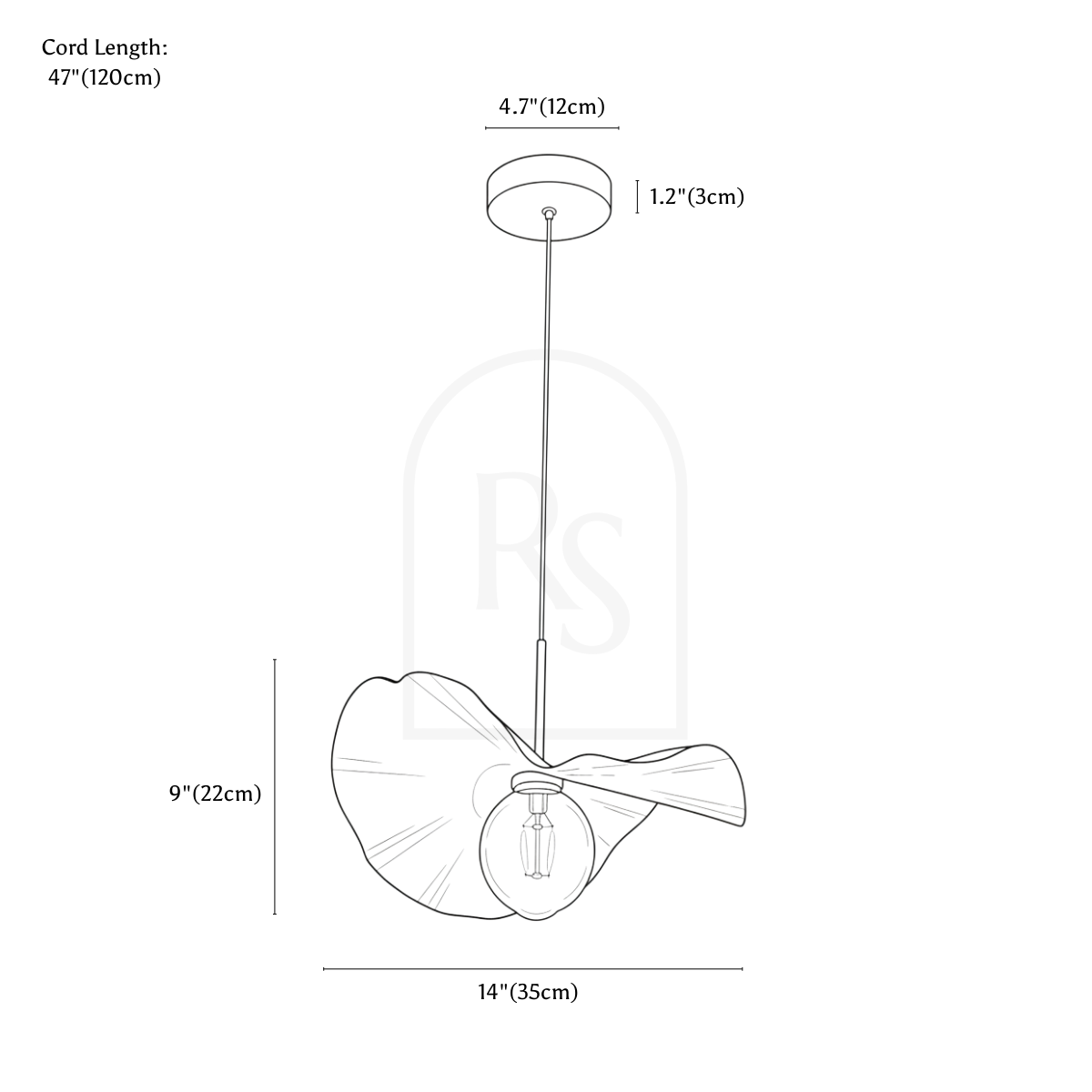 Nirtu Pendant Light line drawing 3