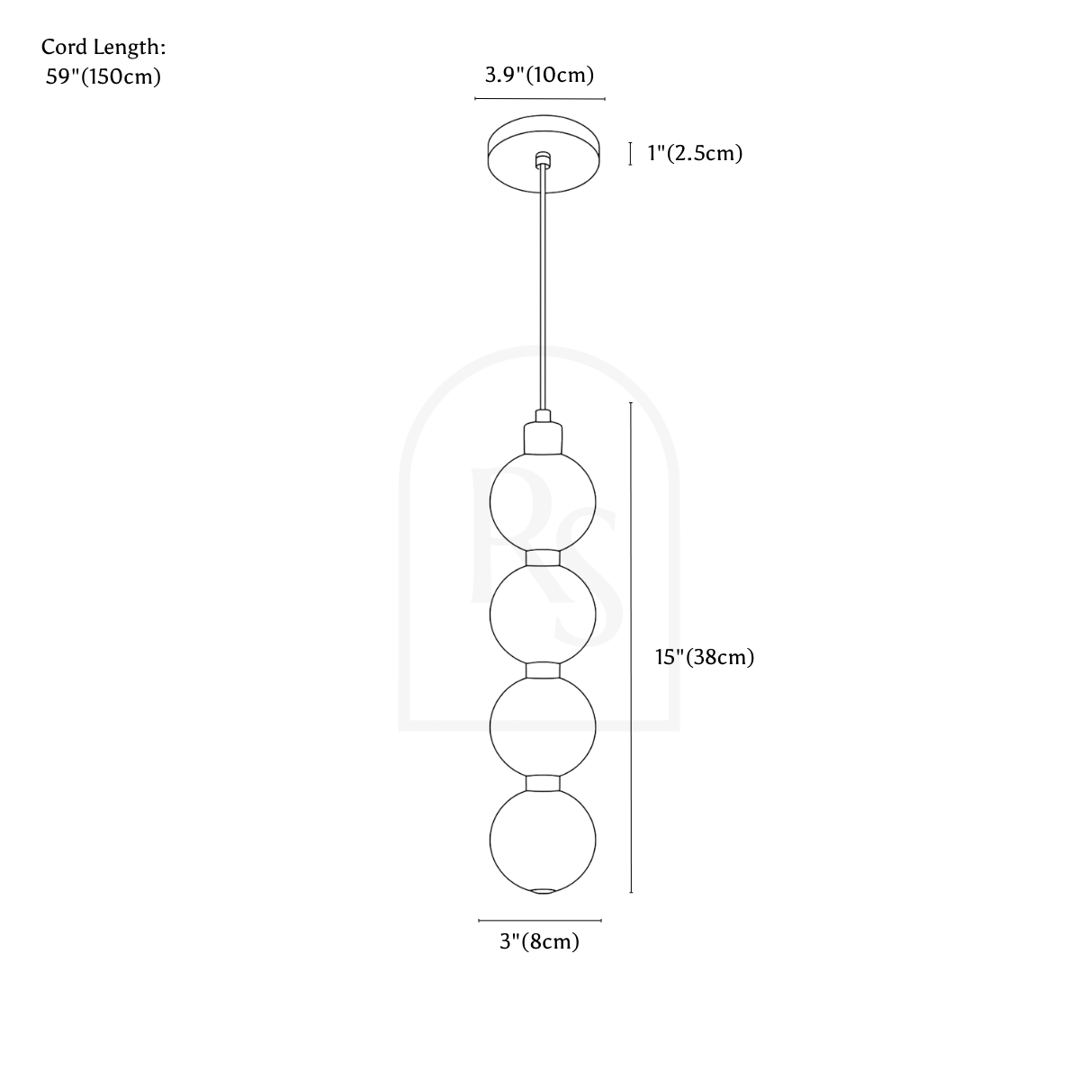 Petruf Pendant Light line drawing 2