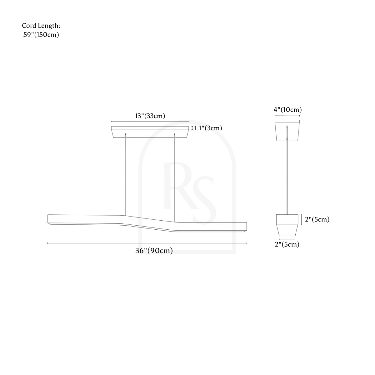 Canyen Pendant Light line drawing 1