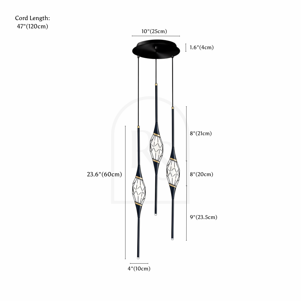 Romilly Pendant Light line drawing 2