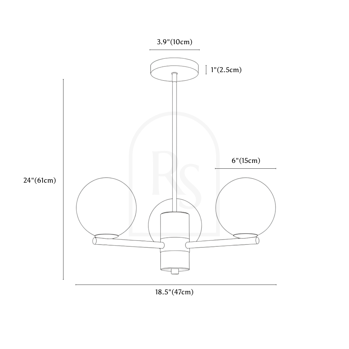 Ascen Chandelier line drawing 1