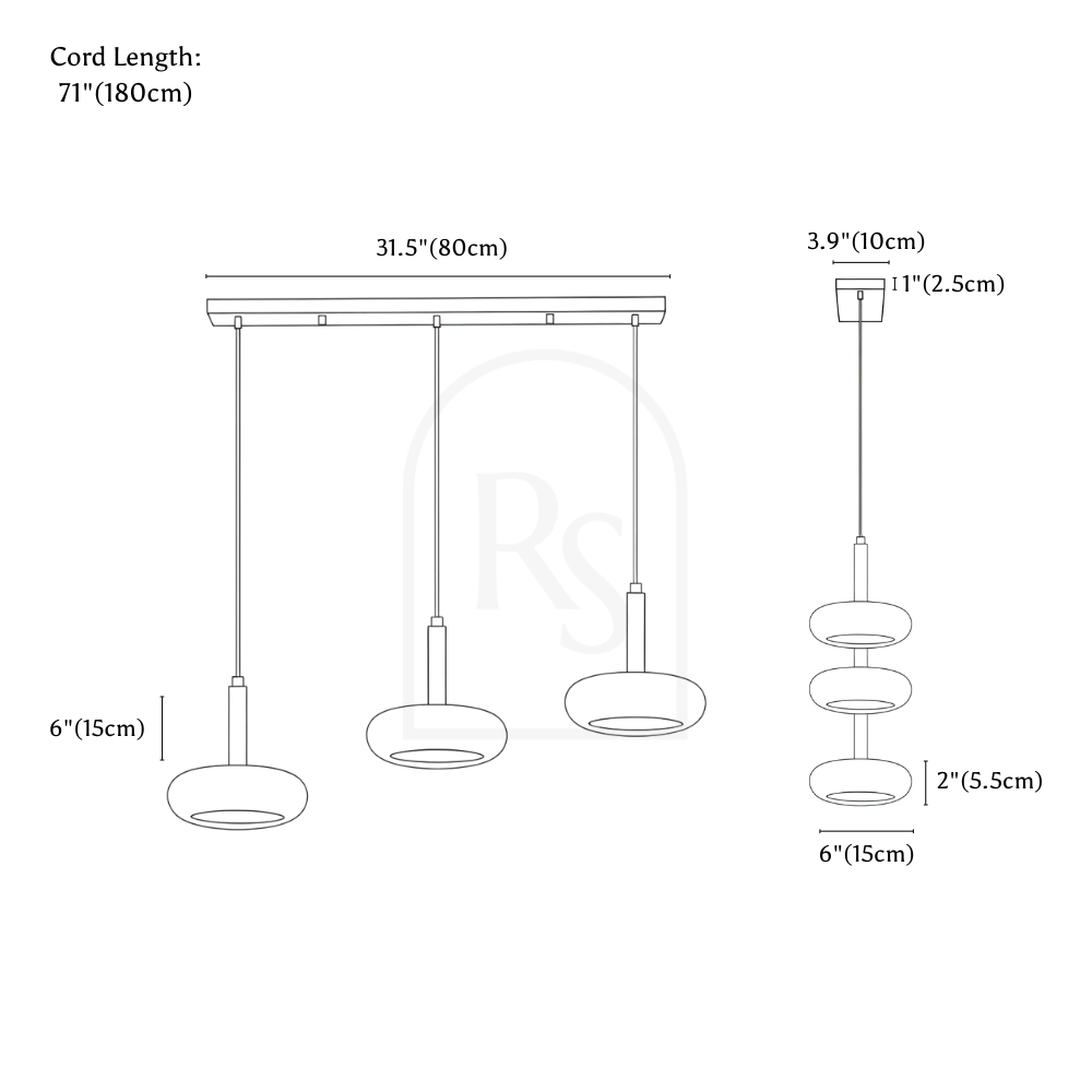 Xovira Pendant Light line drawing 3