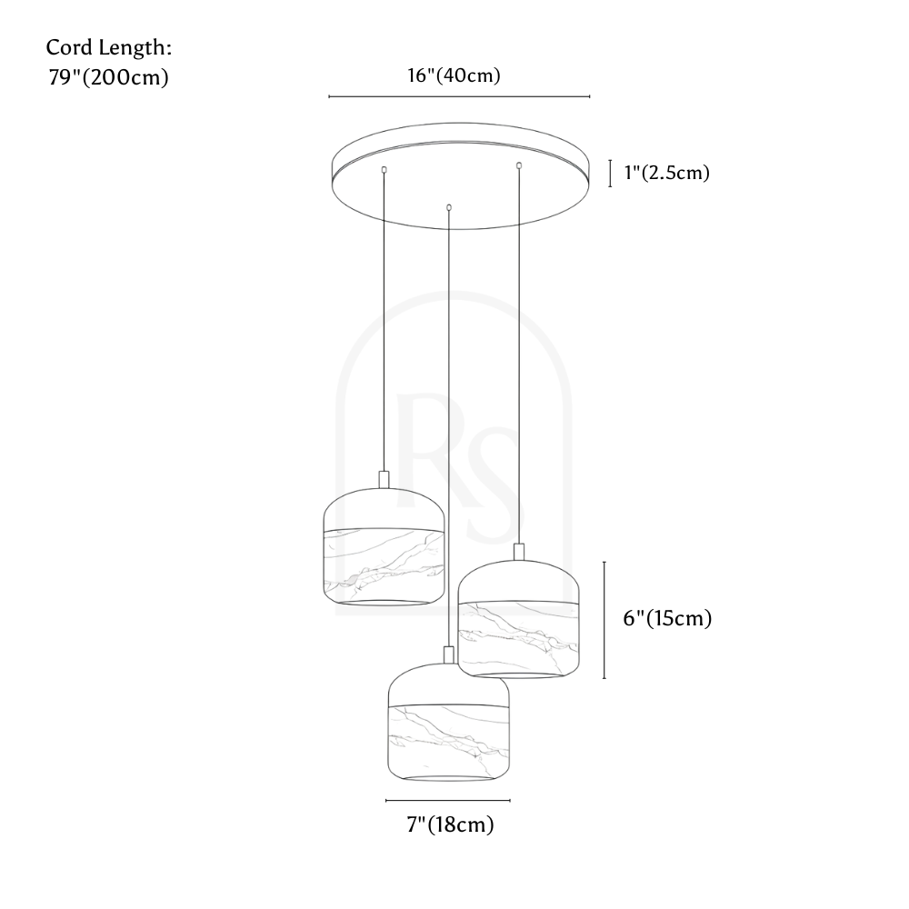 Asta Alabaster Pendant Light line drawing 2