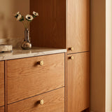 Gatsby Cabinet Knob in Satin Brass, installed in a vanity room