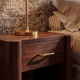 Gatsby Cabinet Pull in Satin Brass, installed in a bedroom