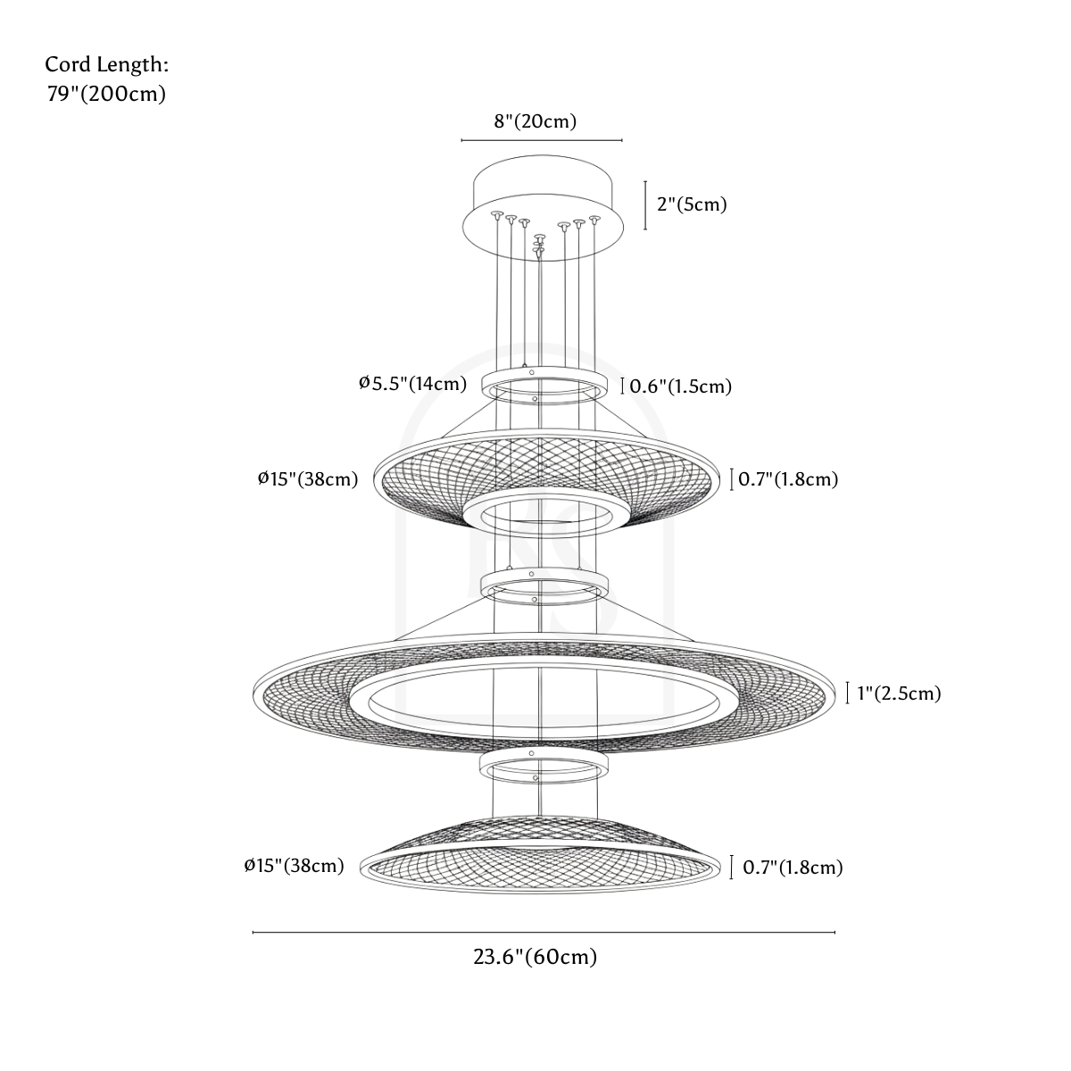 Eleanora Chandelier line drawing 4