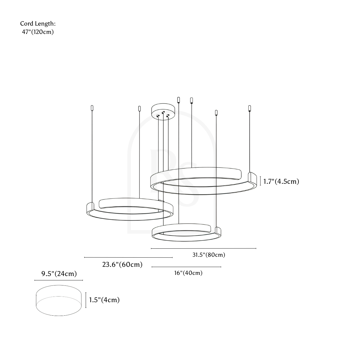 Halo Chandelier line drawing 6