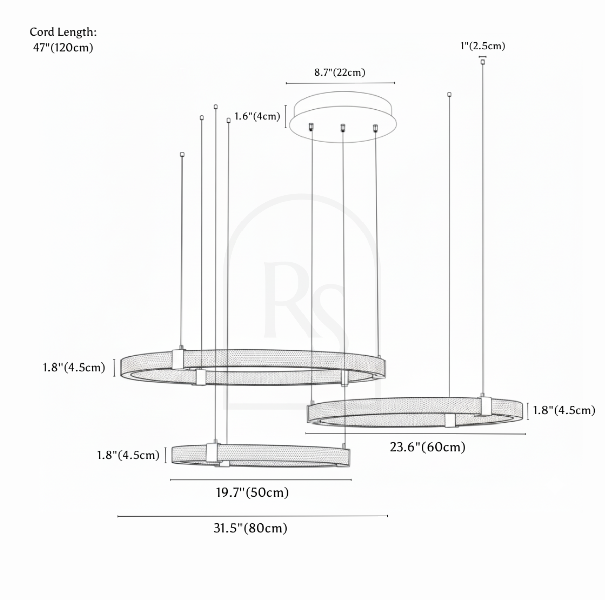 Uriah Chandelier line drawing 4