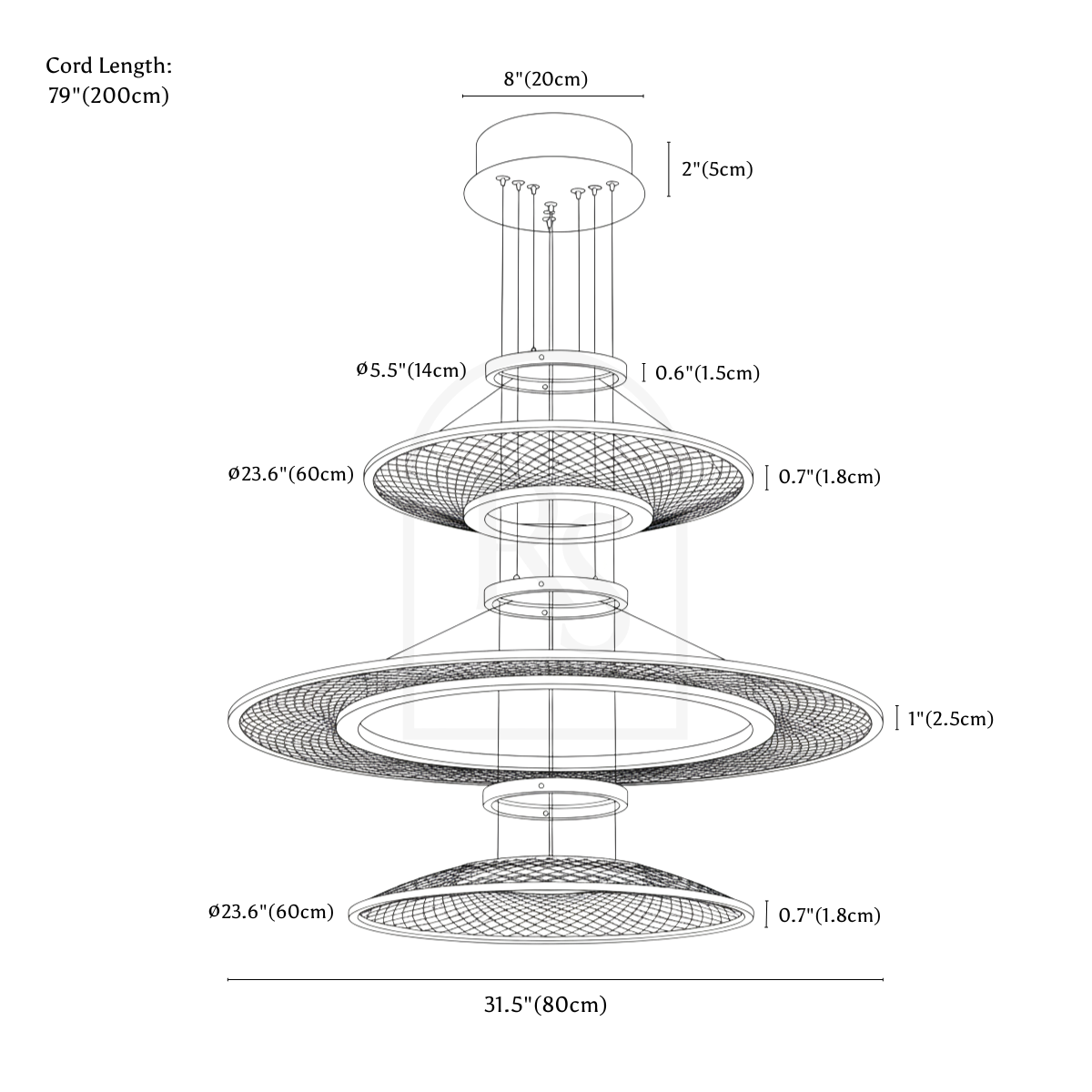 Eleanora Chandelier line drawing 5