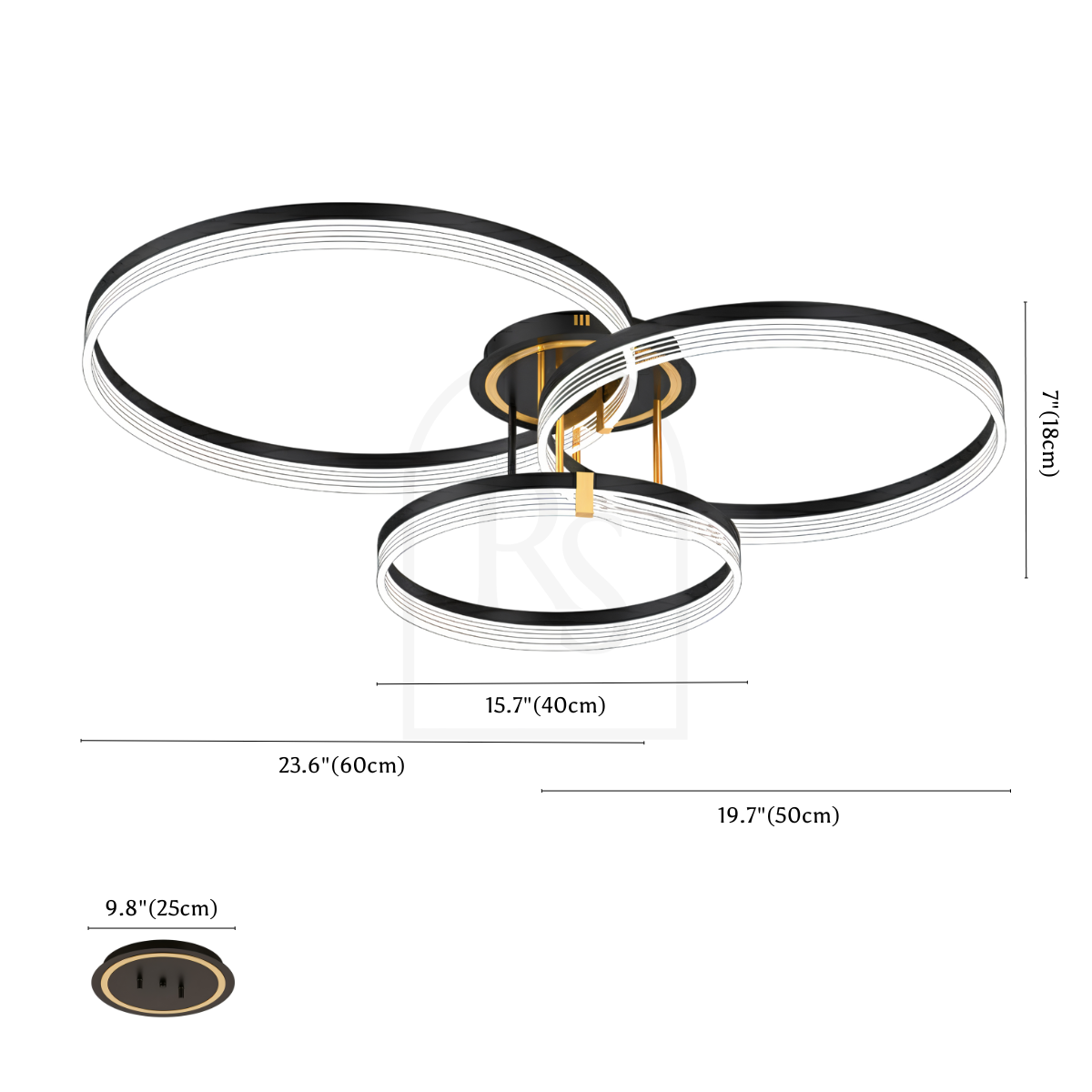 Nudara Ceiling Light line drawing 5