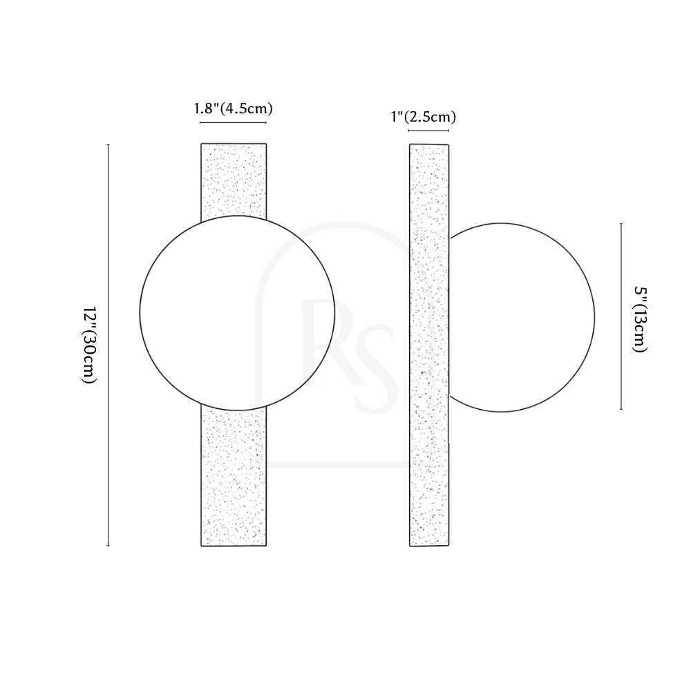 Fyris Travertine Wall Lamp line drawing 1