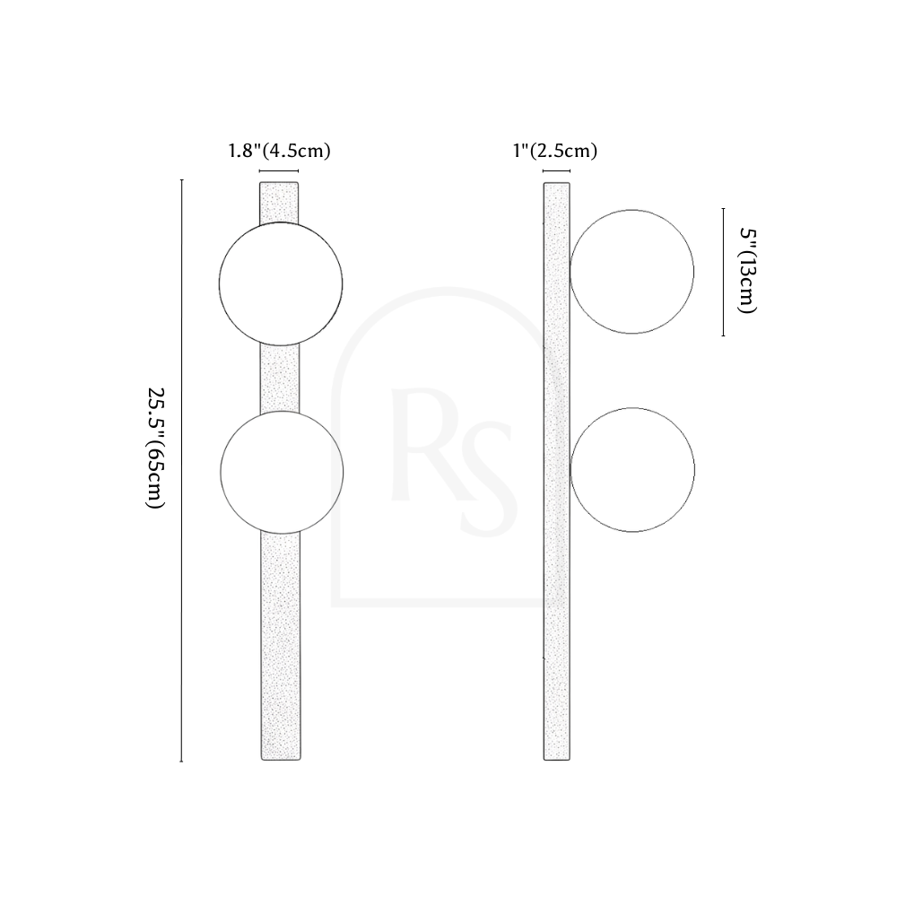 Fyris Travertine Wall Lamp line drawing 2