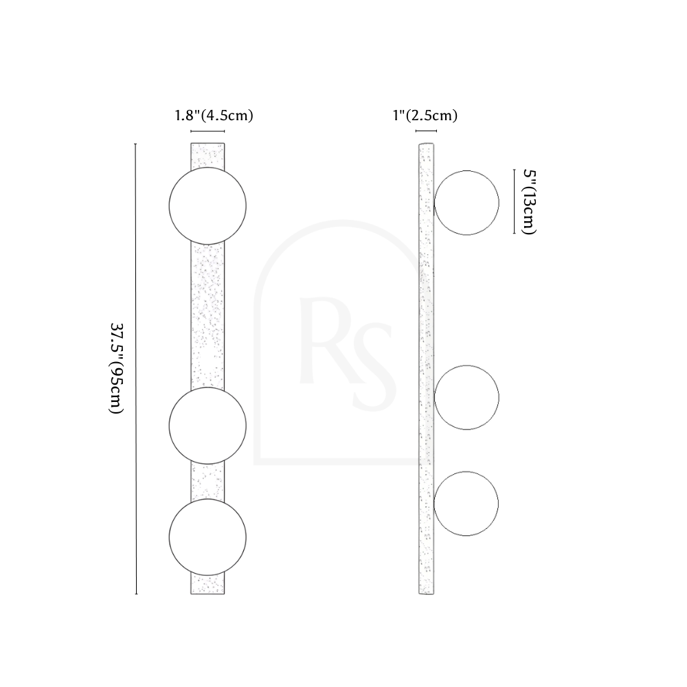 Fyris Travertine Wall Lamp line drawing 3