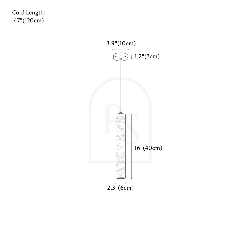 Sten Alabaster Pendant Light line drawing 2