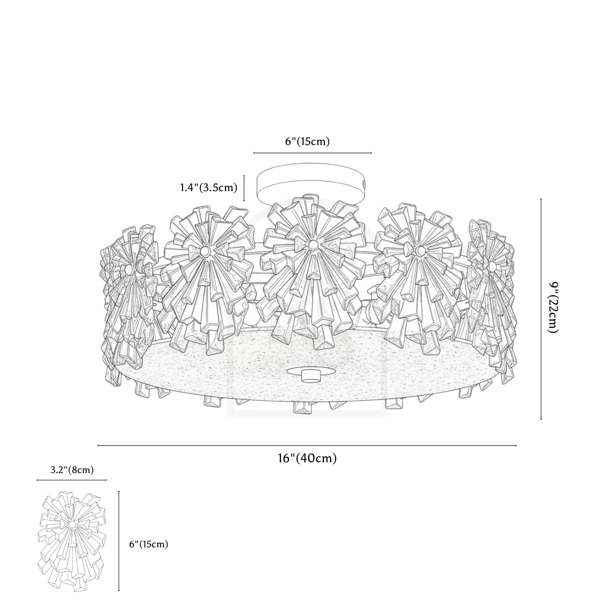 Veya Ceiling Light line drawing 1