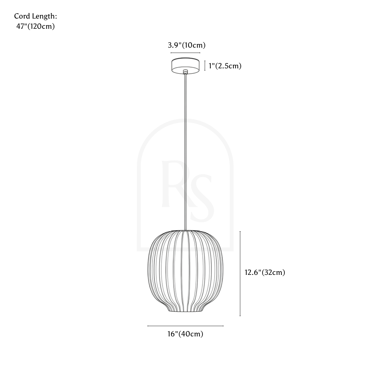 Patinka Pendant Light line drawing 1